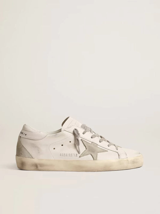 GOLDEN GOOSE - SUPER-STAR MEN ORGANIC WITH COLD GREY SUEDE STAR
