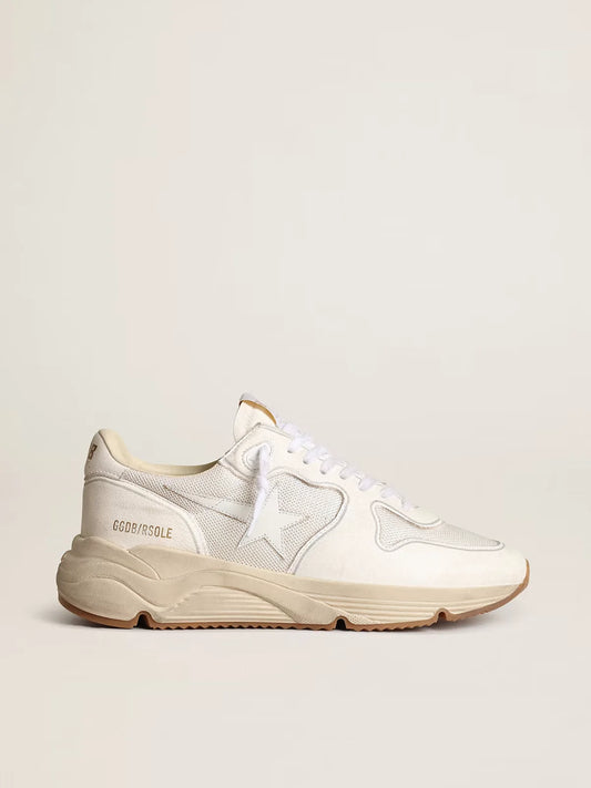GOLDEN GOOSE - MEN'S RUNNING SOLE IN WHITE FISHNET AND NAPPA